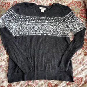 LOFT Gray and White Fair Isle Eyelash Sweater Medium!!!